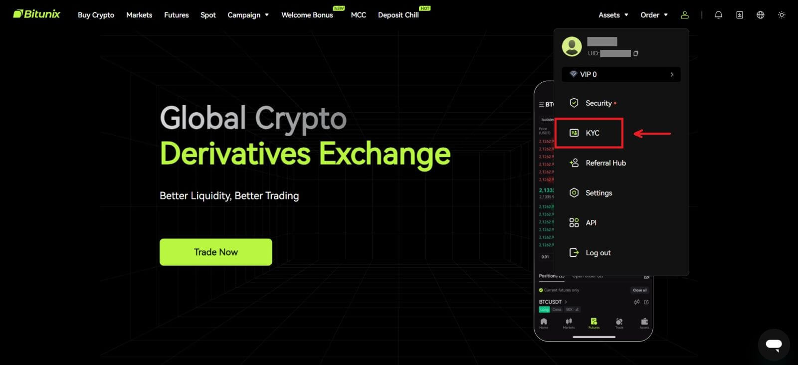 Select document type for Bitunix KYC verification.